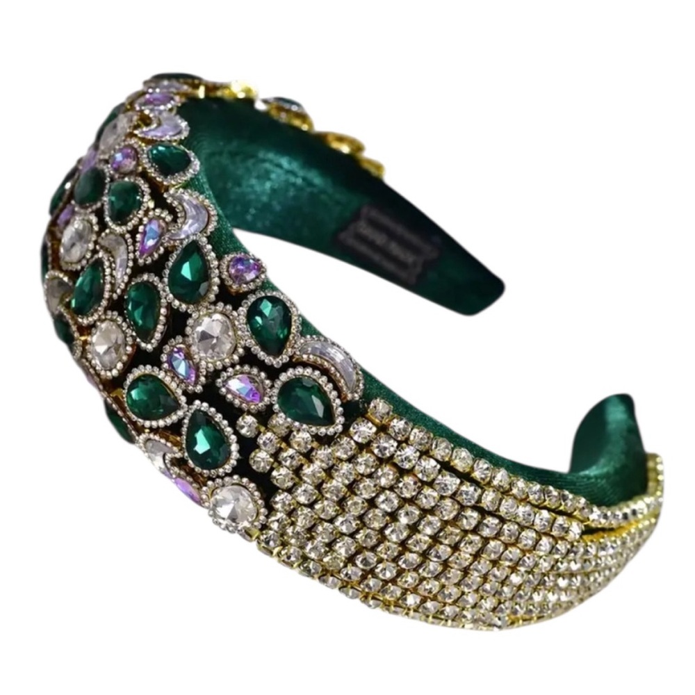 Luxury Multicolor Rhinestones Velvet Headband with Multicolor Rhinestones - Picture 2 of 5